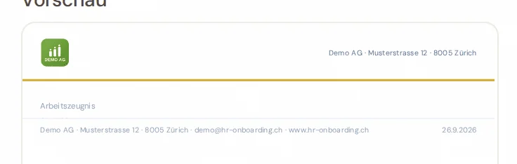 Verkleinerte Vorschau des Briefpapiers mit Logo und Anschrift im Kopf über dem Beginn des Dokuments