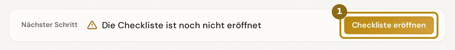 Nächster Schritt eines Eintritts, der auf HR wartet, markiert ist der Knopf Checkliste eröffnen