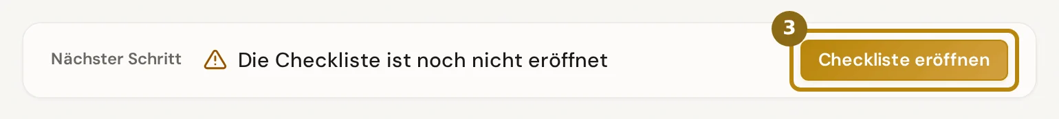 Eintritt, der auf HR wartet, markiert ist der Knopf zum Eröffnen der Checkliste